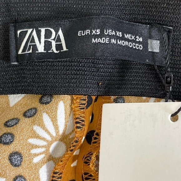 Women's Zara Flared Print Pants in Brown, Size XS - Picture 3 of 5